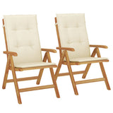 Reclining Garden Chairs with Cushions 2 pcs Solid Wood Teak - Front View