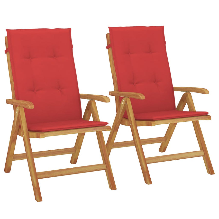 Reclining Folding Chairs with Cushions 2 pcs Solid Wood Teak