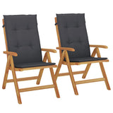 Reclining Garden Chairs with Cushions 2 pcs Solid Wood Teak - Front View