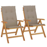 Reclining Garden Chairs with Cushions 2 pcs Solid Wood Teak - Front View