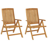 Reclining Garden Chairs with Cushions 2 pcs Solid Wood Teak - Side View