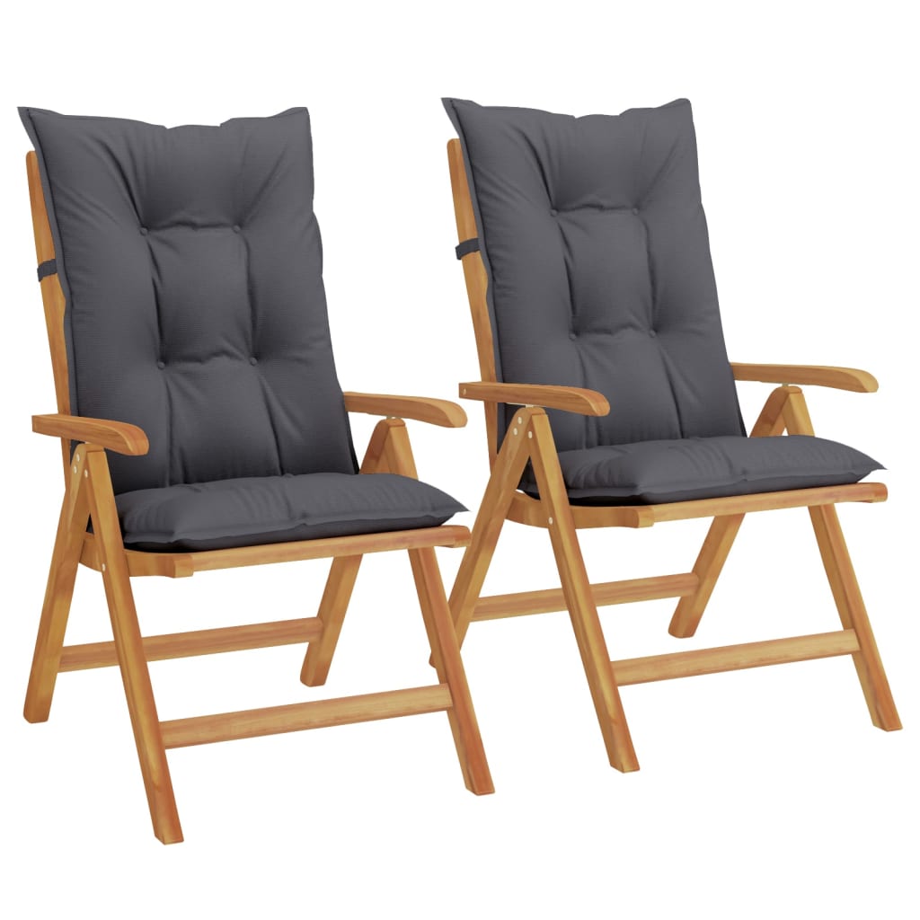 Reclining Folding Chairs with Cushions 2 pcs Solid Wood Teak