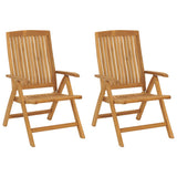 Reclining Folding Chairs with Cushions 2 pcs Solid Wood Teak - Side View