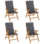 Reclining Folding Chairs with Cushions 4 pcs Solid Wood Teak