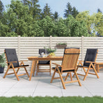 Reclining Folding Chairs with Cushions 4 pcs Solid Wood Teak