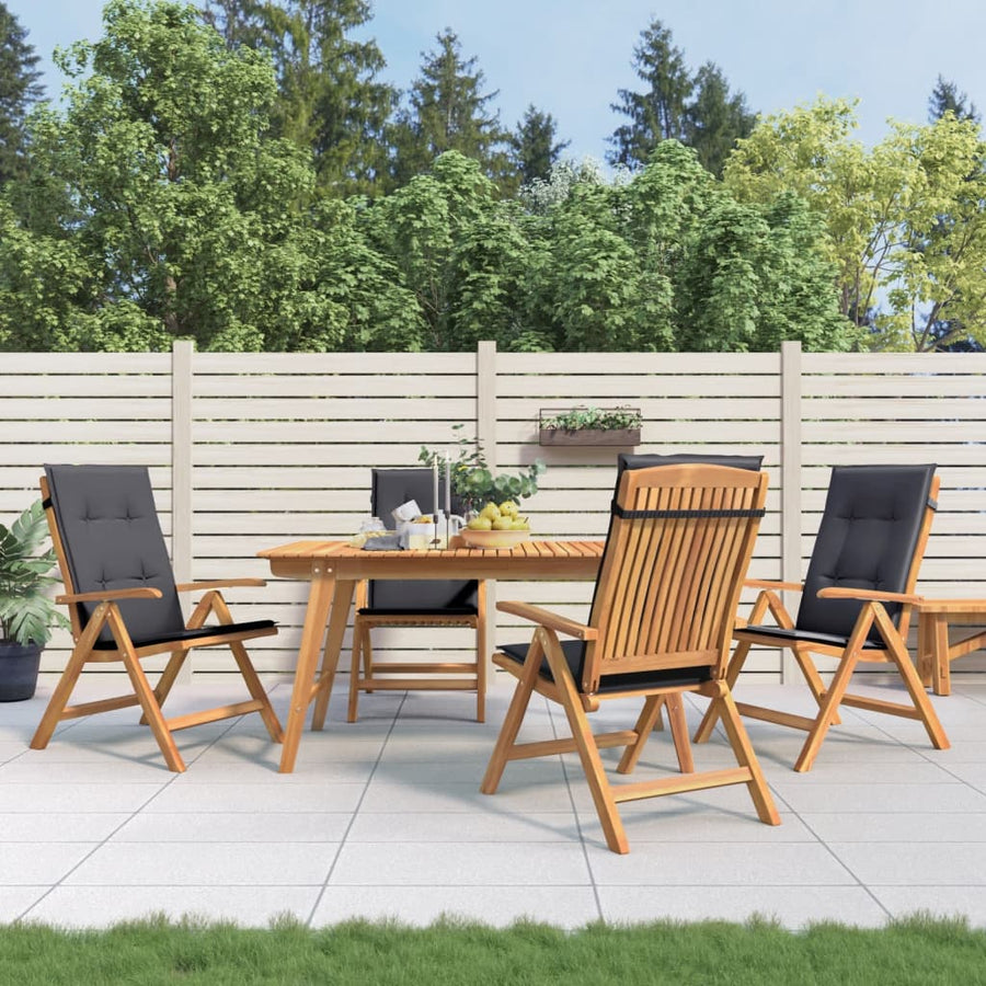 Reclining Folding Chairs with Cushions 4 pcs Solid Wood Teak