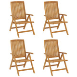 Reclining Garden Chairs with Cushions 4 pcs Solid Wood Teak - Side View