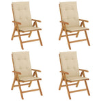 Reclining Folding Chairs with Cushions 4 pcs Solid Wood Teak