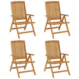 Reclining Garden Chairs with Cushions 4 pcs Solid Wood Teak - Side View