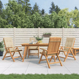 Reclining Garden Chairs with Cushions 4 pcs Solid Wood Teak