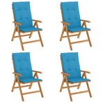Reclining Folding Chairs with Cushions 4 pcs Solid Wood Teak