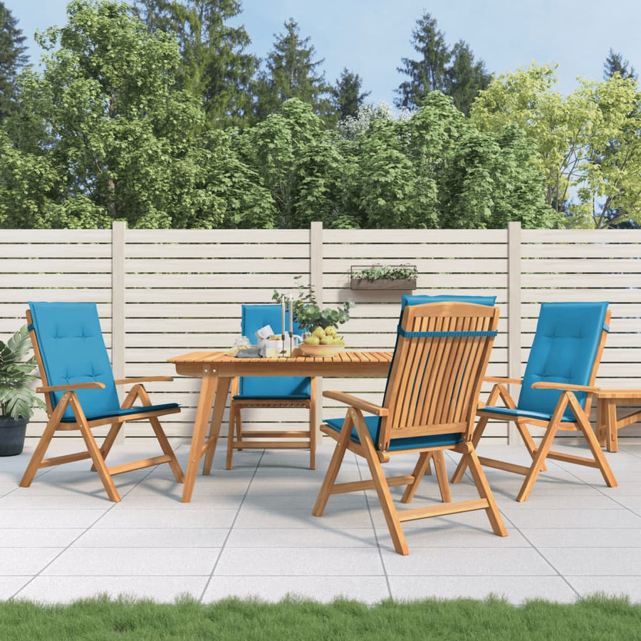 Reclining Folding Chairs with Cushions 4 pcs Solid Wood Teak
