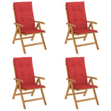 Reclining Garden Chairs with Cushions 4 pcs Solid Wood Teak