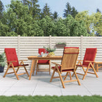 Reclining Folding Chairs with Cushions 4 pcs Solid Wood Teak