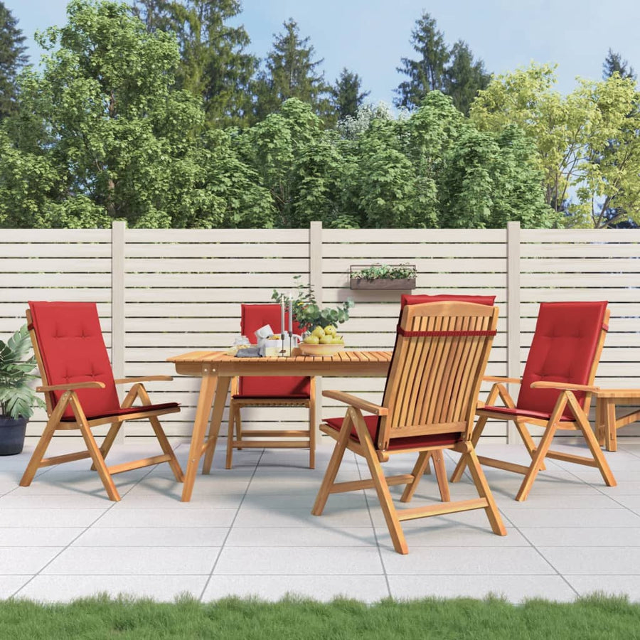 Reclining Folding Chairs with Cushions 4 pcs Solid Wood Teak
