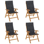 Reclining Folding Chairs with Cushions 4 pcs Solid Wood Teak
