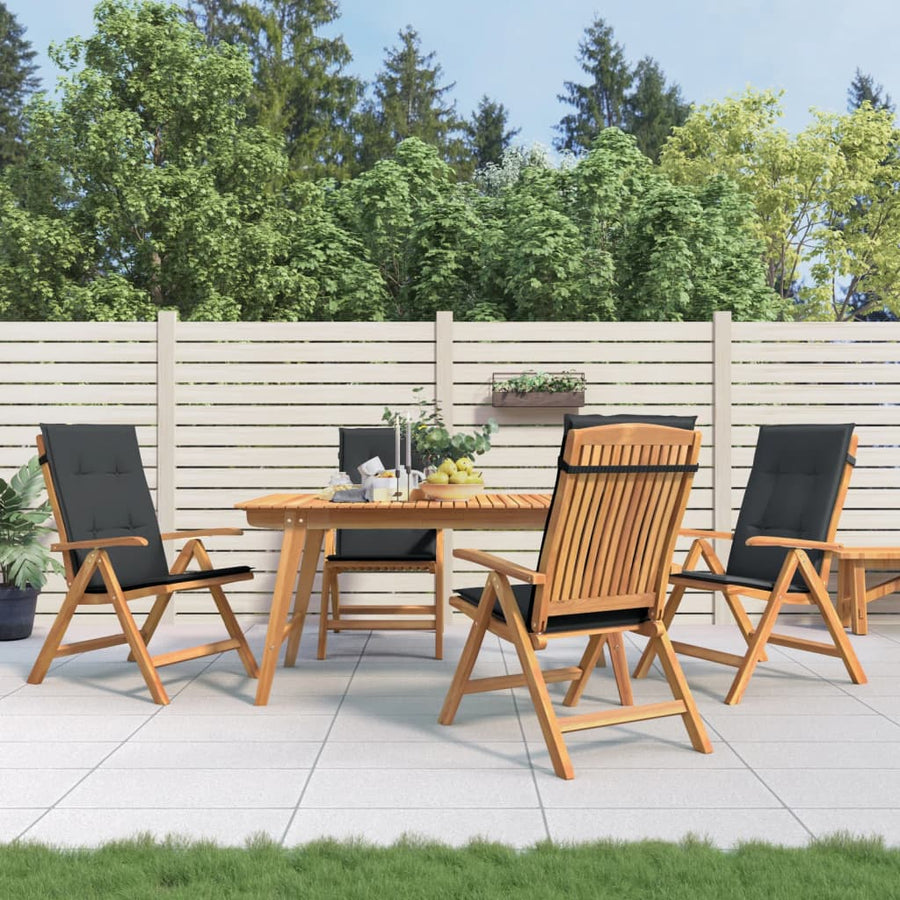 Reclining Folding Chairs with Cushions 4 pcs Solid Wood Teak
