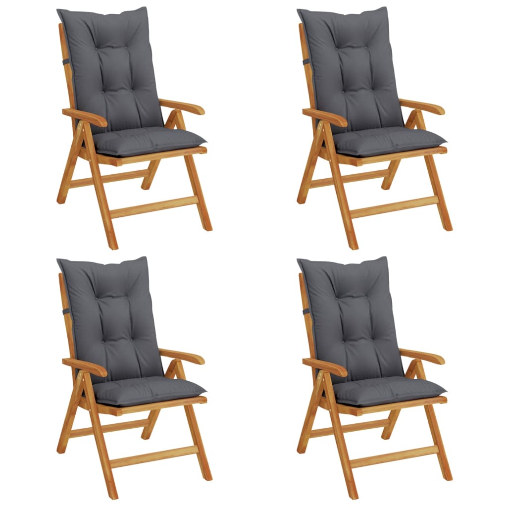 Reclining Garden Chairs with Cushions 4 pcs Solid Wood Teak