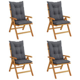Reclining Garden Chairs with Cushions 4 pcs Solid Wood Teak
