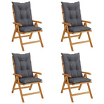 Reclining Folding Chairs with Cushions 4 pcs Solid Wood Teak