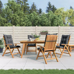 Reclining Folding Chairs with Cushions 4 pcs Solid Wood Teak