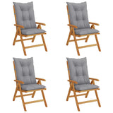 Reclining Folding Chairs with Cushions 4 pcs Solid Wood Teak