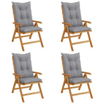 Reclining Folding Chairs with Cushions 4 pcs Solid Wood Teak