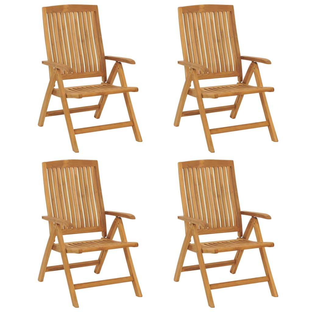 Reclining Folding Chairs with Cushions 4 pcs Solid Wood Teak