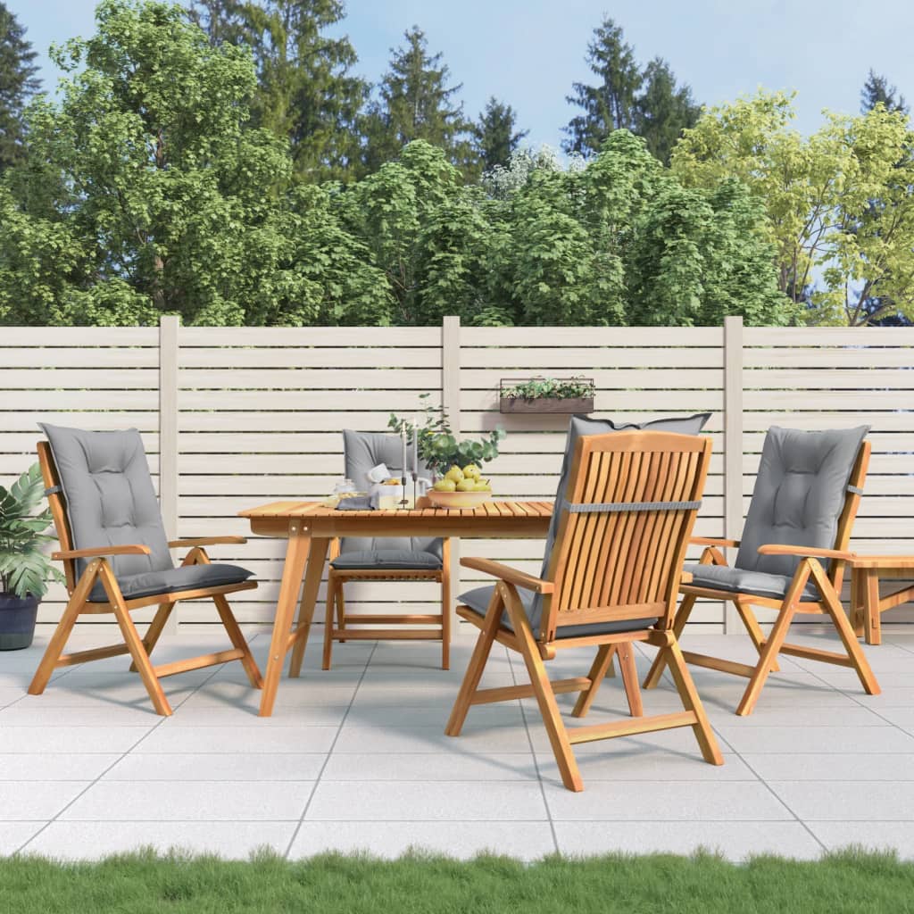 Reclining Folding Chairs with Cushions 4 pcs Solid Wood Teak