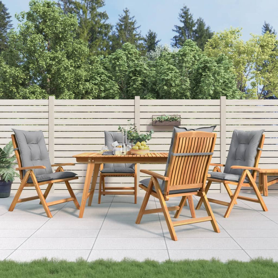 Reclining Folding Chairs with Cushions 4 pcs Solid Wood Teak
