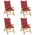 Reclining Folding Chairs with Cushions 4 pcs Solid Wood Teak