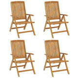 Reclining Garden Chairs with Cushions 4 pcs Solid Wood Teak - Side View