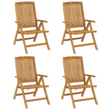 Reclining Garden Chairs with Cushions 4 pcs Solid Wood Teak - Side View
