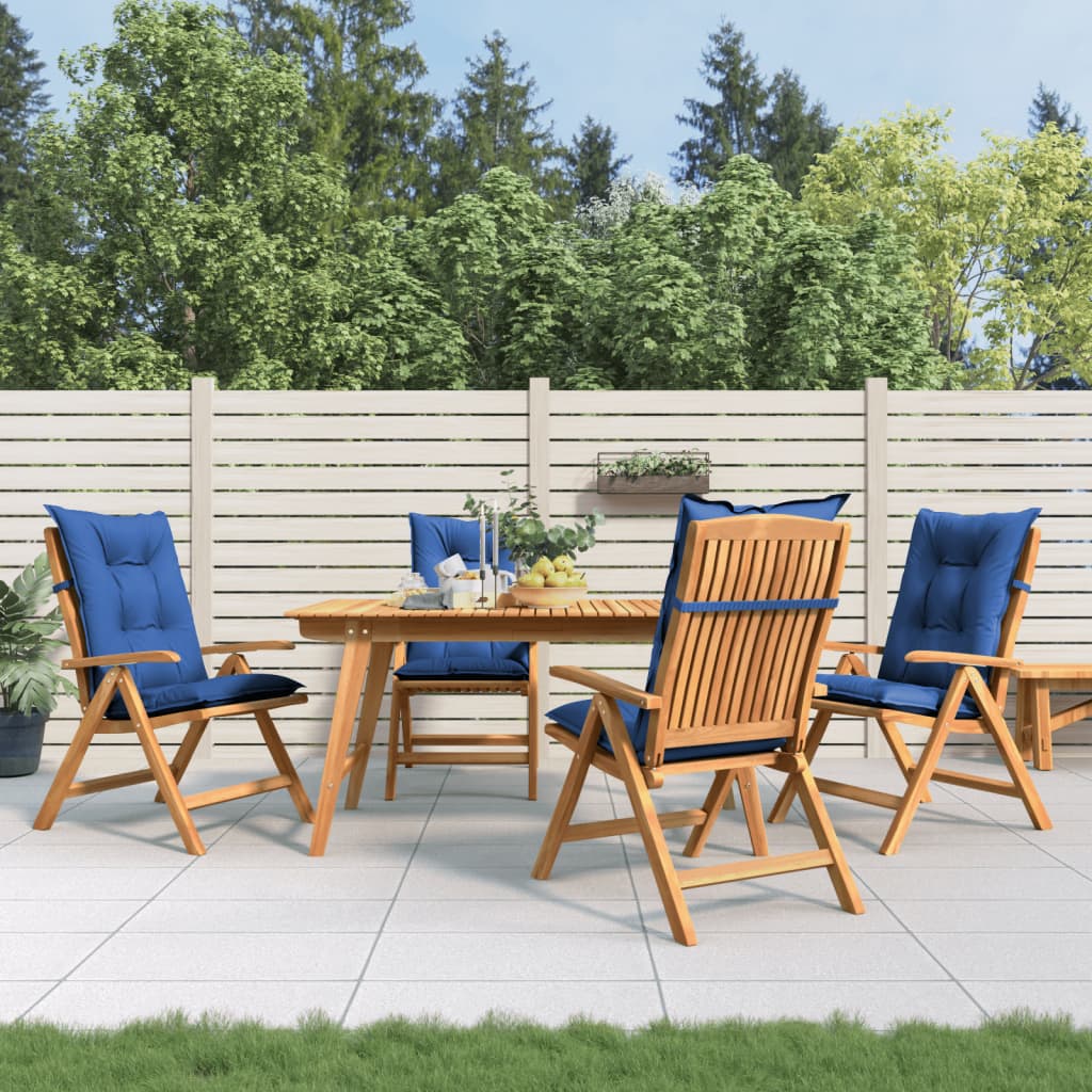 Reclining Garden Chairs with Cushions 4 pcs Solid Wood Teak