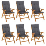 Reclining Folding Chairs with Cushions 6 pcs Solid Wood Teak