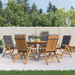 Reclining Folding Chairs with Cushions 6 pcs Solid Wood Teak