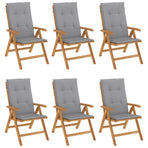 Reclining Folding Chairs with Cushions 6 pcs Solid Wood Teak