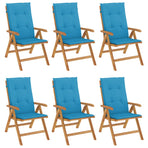 Reclining Folding Chairs with Cushions 6 pcs Solid Wood Teak