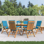 Reclining Folding Chairs with Cushions 6 pcs Solid Wood Teak