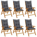 Reclining Garden Chairs with Cushions 6 pcs Solid Wood Teak