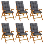 Reclining Folding Chairs with Cushions 6 pcs Solid Wood Teak