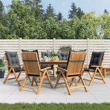 Reclining Garden Chairs with Cushions 6 pcs Solid Wood Teak