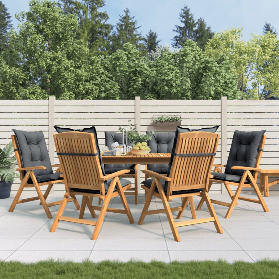 Reclining Folding Chairs with Cushions 6 pcs Solid Wood Teak