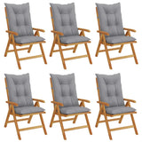 Reclining Folding Chairs with Cushions 6 pcs Solid Wood Teak