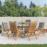 Reclining Folding Chairs with Cushions 6 pcs Solid Wood Teak