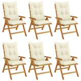 Reclining Folding Chairs with Cushions 6 pcs Solid Wood Teak - Front View
