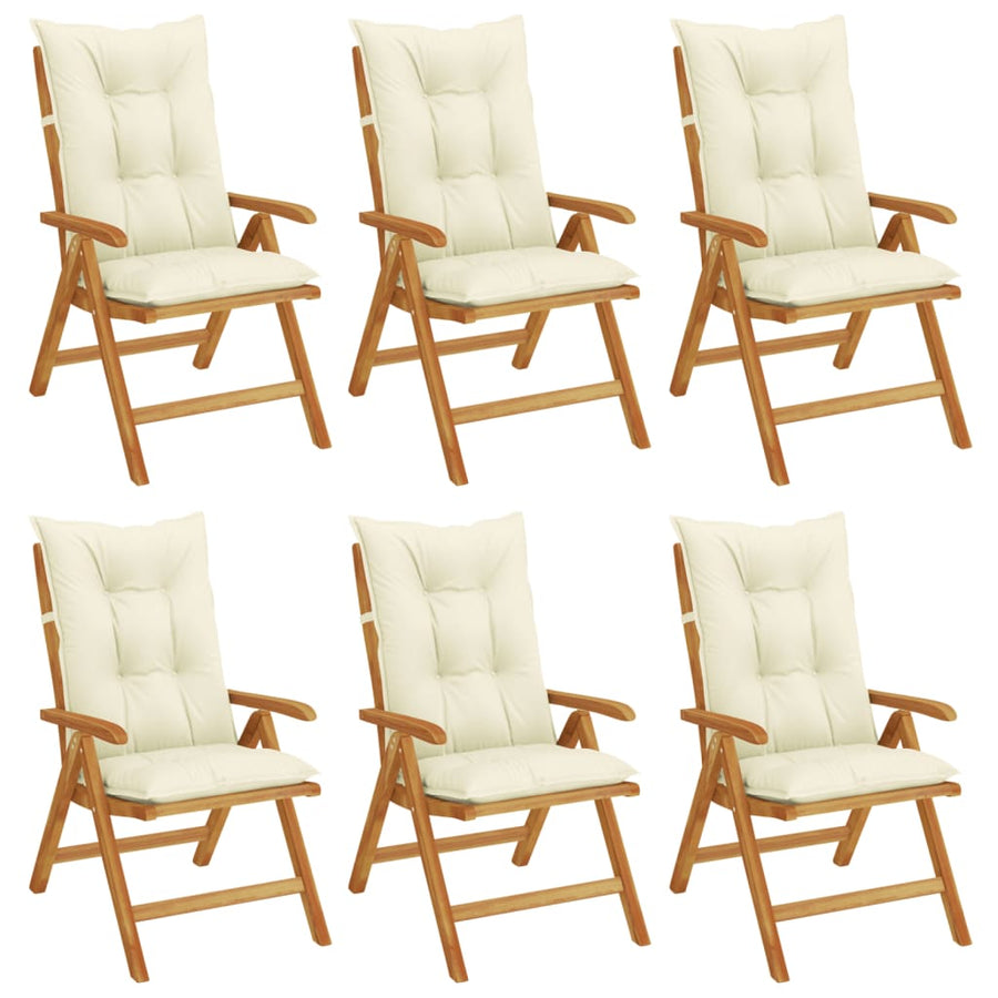 Reclining Folding Chairs with Cushions 6 pcs Solid Wood Teak
