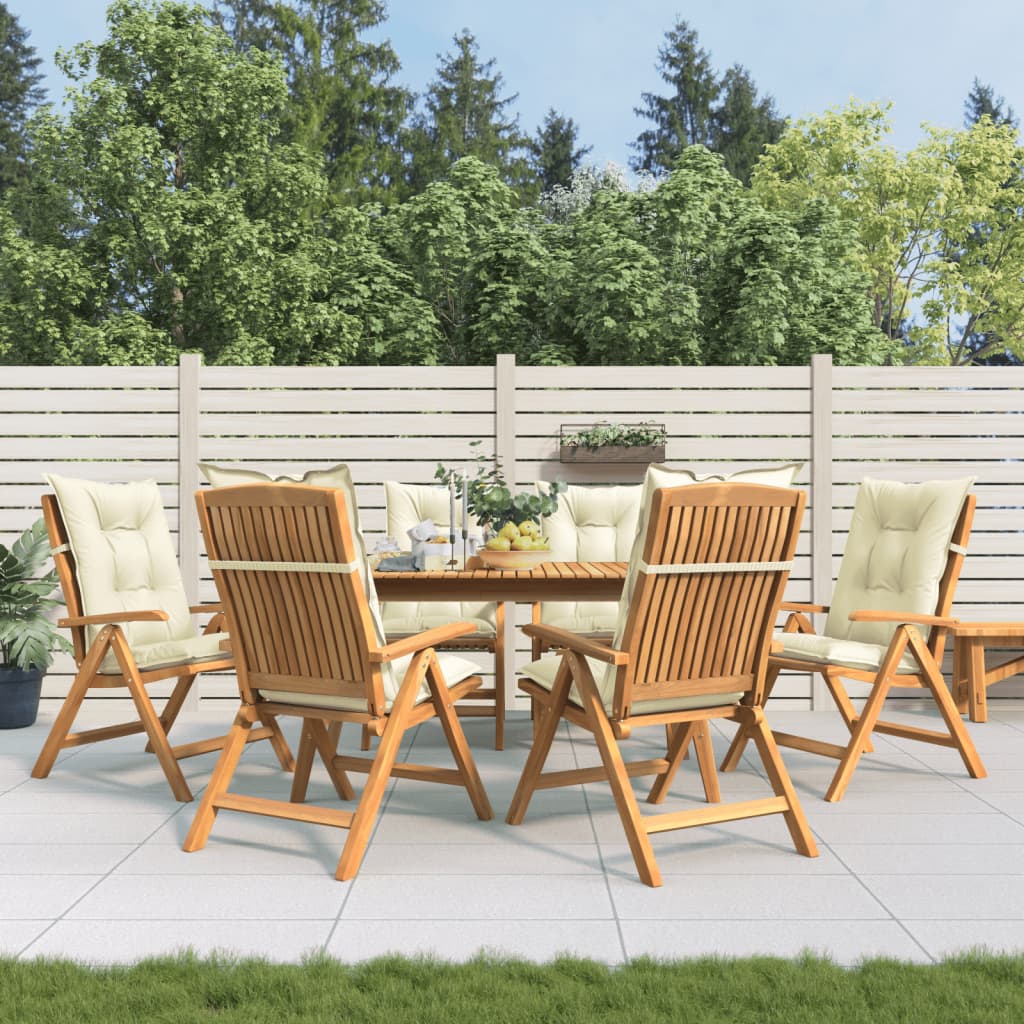 Reclining Folding Chairs with Cushions 6 pcs Solid Wood Teak