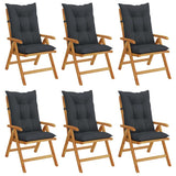 Reclining Folding Chairs with Cushions 6 pcs Solid Wood Teak