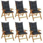 Reclining Folding Chairs with Cushions 6 pcs Solid Wood Teak
